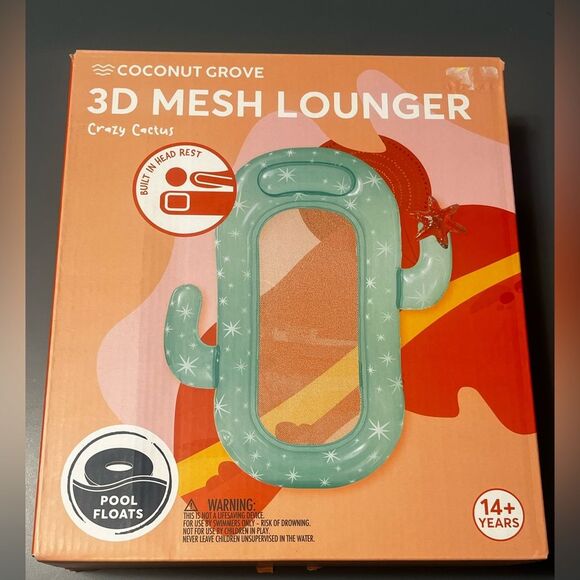 Coconut Grove 3D Green Crazy Cactus Adult Mesh Lounger Pool Float (Length 62.5") - Picture 2 of 8